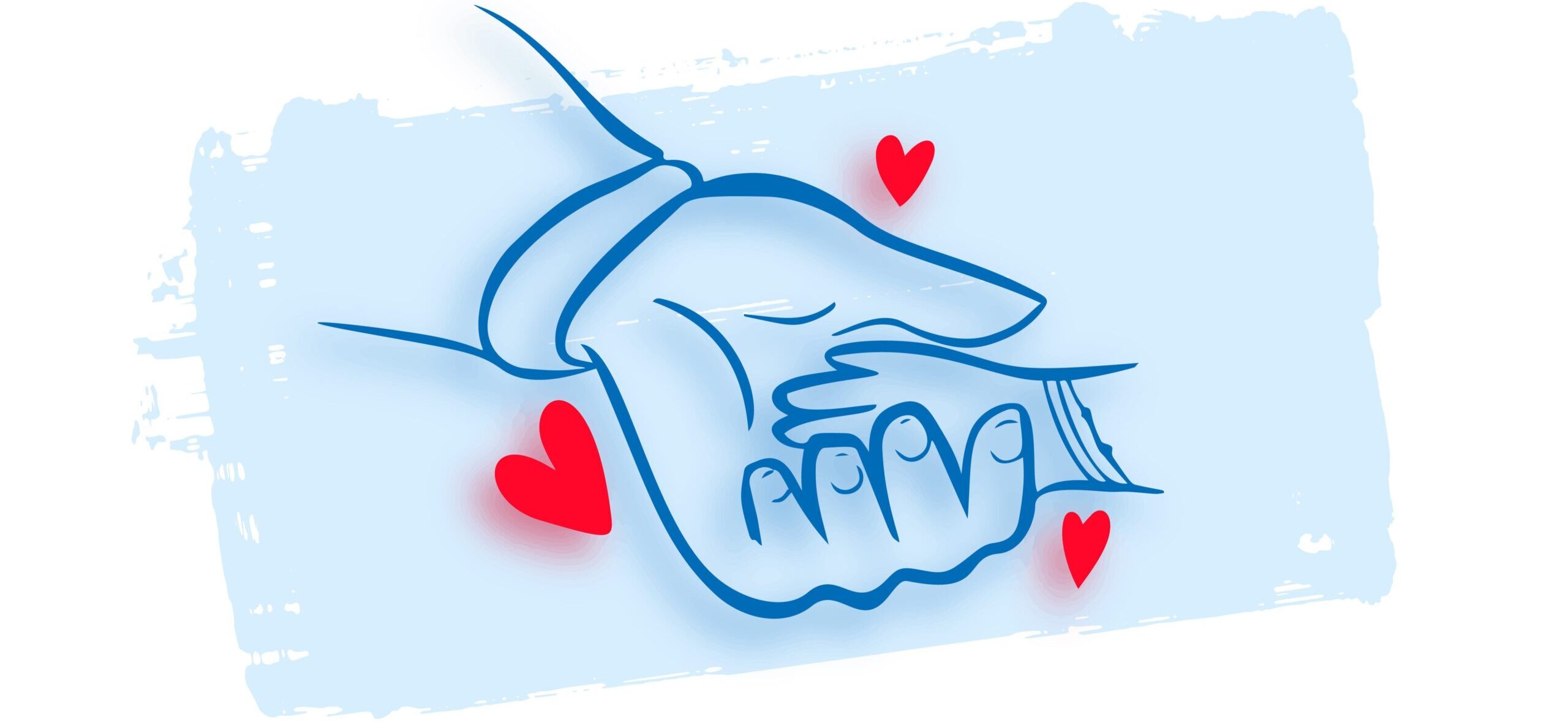Illustrated father's hand holding a child's hand